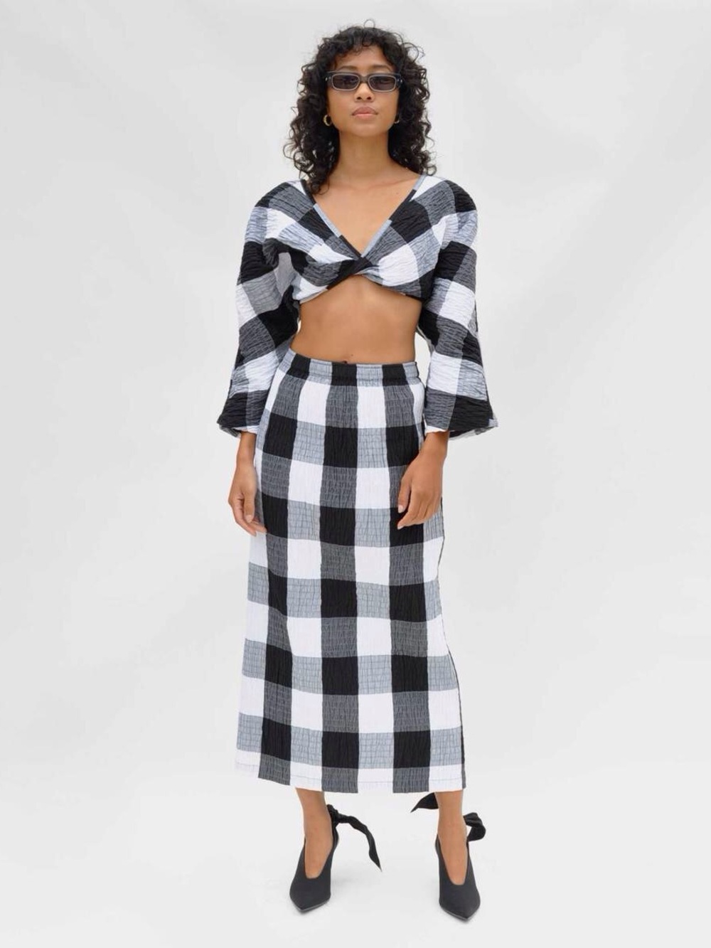 Gingham Mara Hoffman Denise Maxi Skirt SZ M